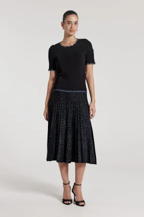 Calista Metallic Skirt - Black/Blue