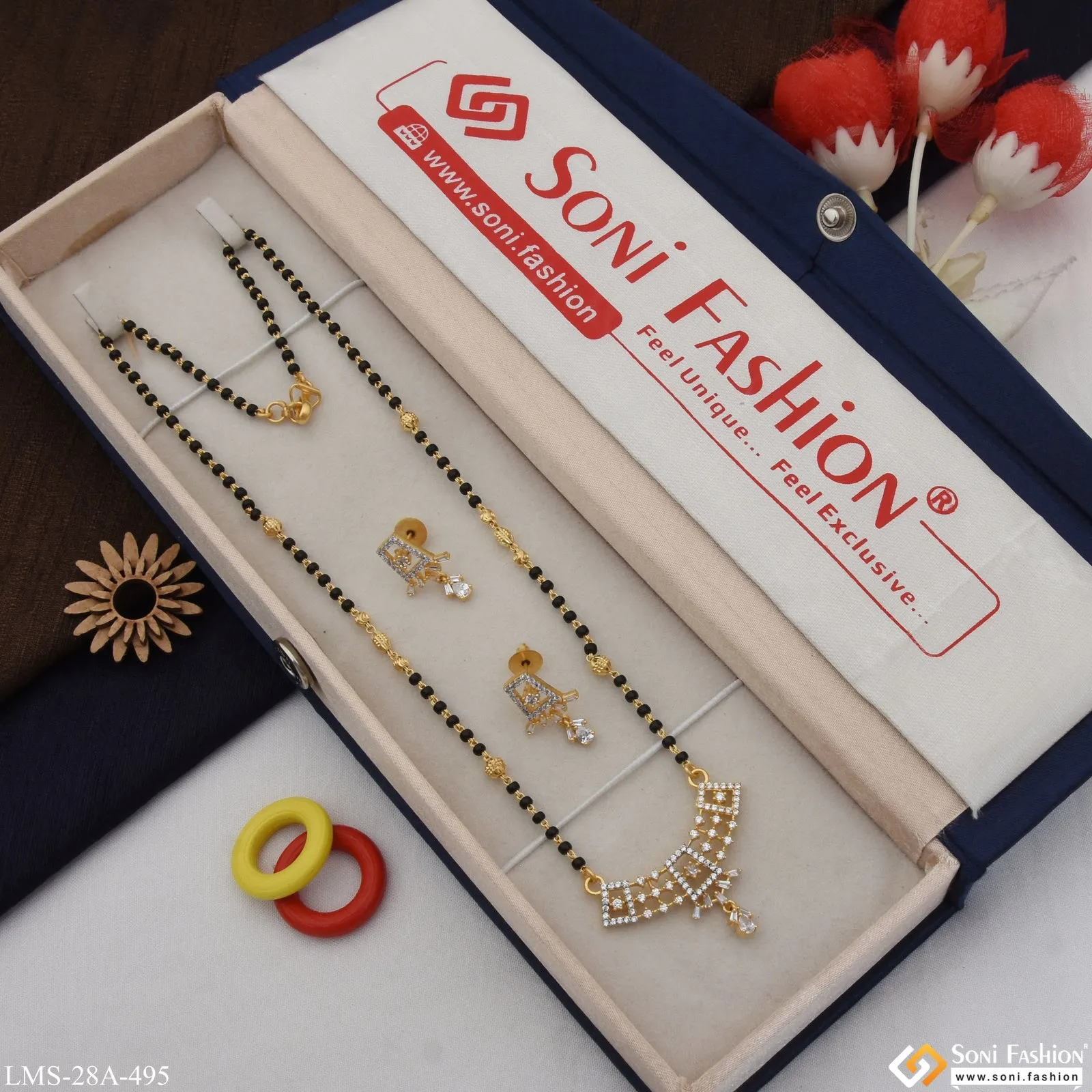 1 Gram Gold Plated Artisanal Design Mangalsutra Set for Women - Style A495