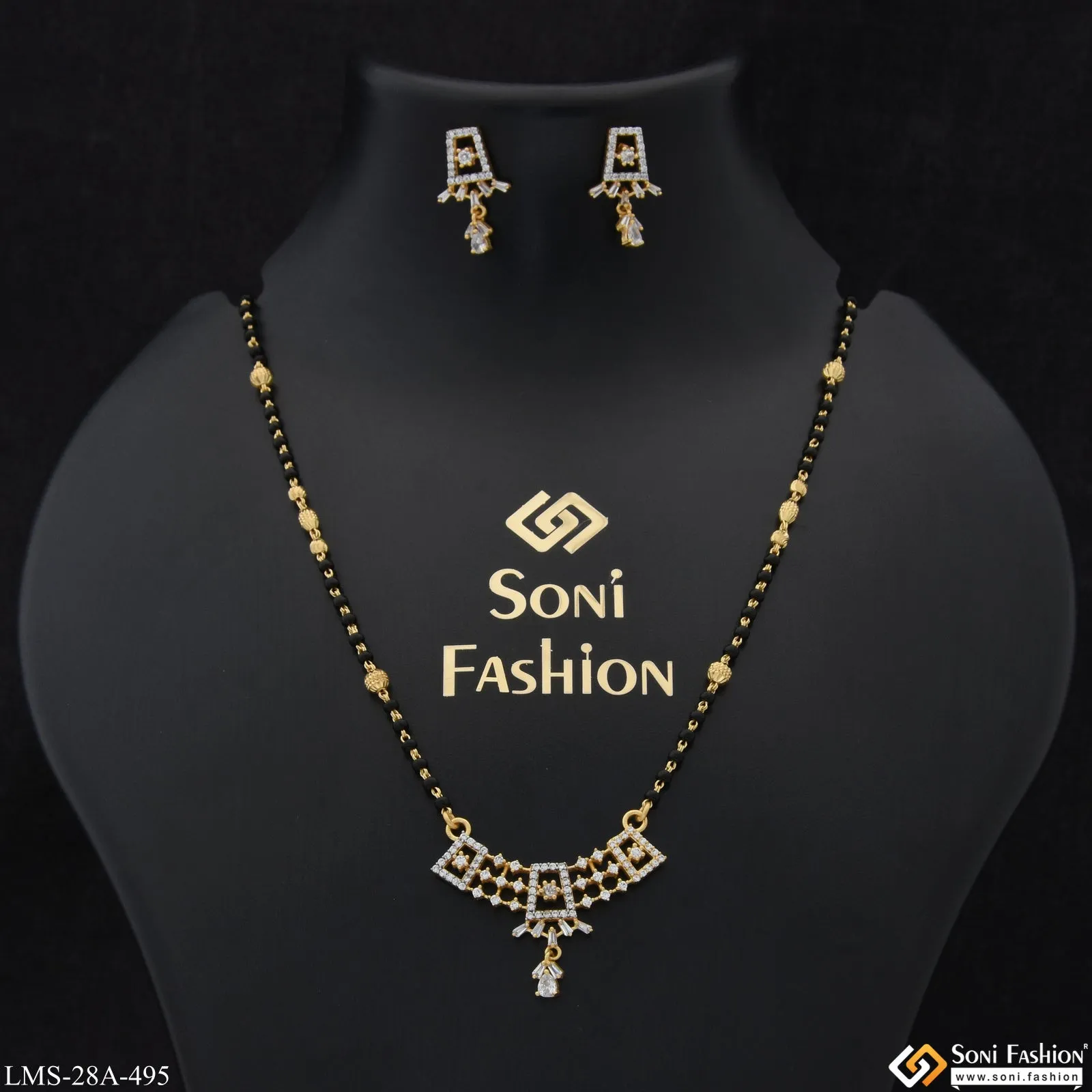 1 Gram Gold Plated Artisanal Design Mangalsutra Set for Women - Style A495