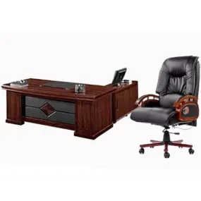 2 Metre Executive Office Desk   Recliner Leather Chair