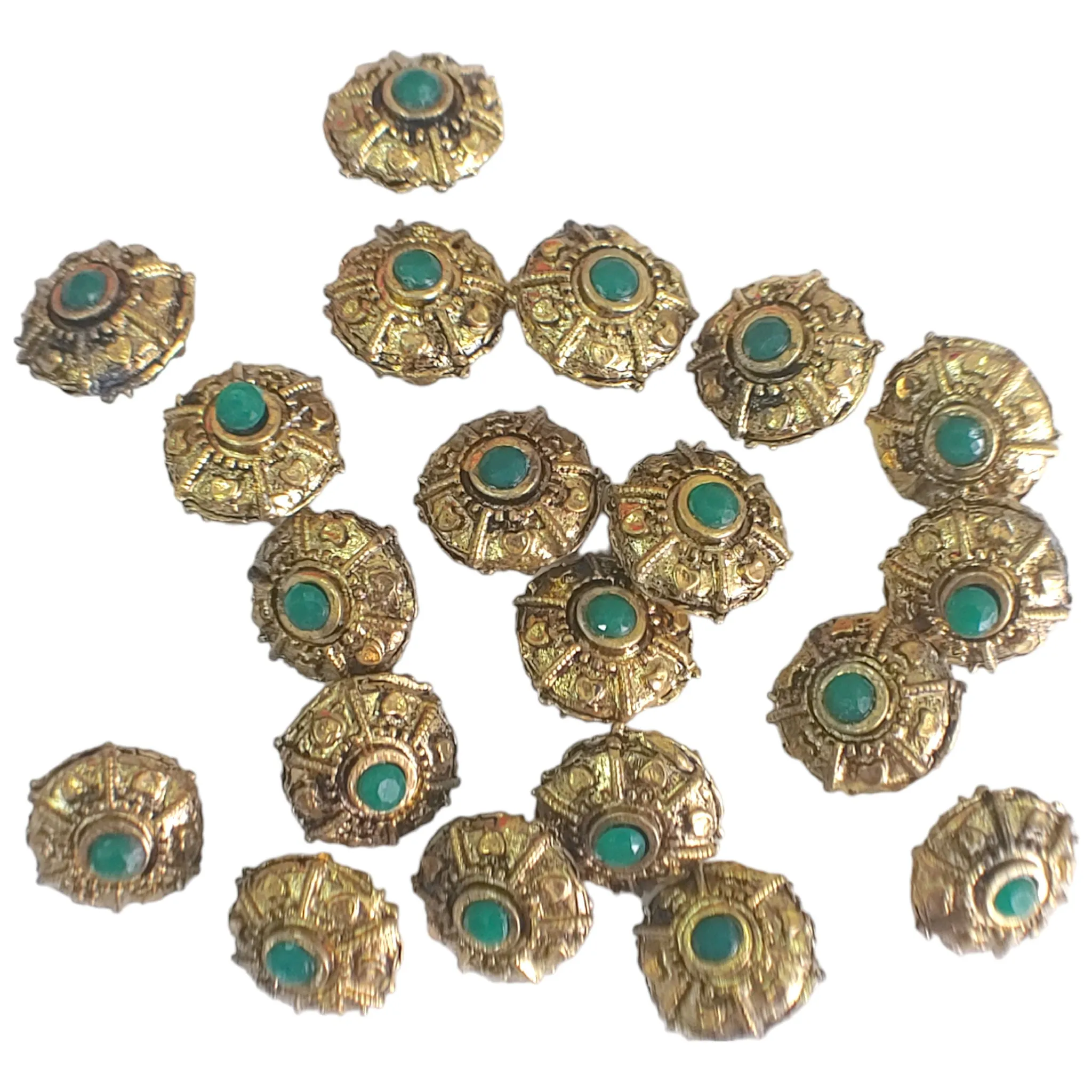 25 Pcs Traditional Carved Metal Brick Pendent Motif with Rhinestone for Crafting Or Decor