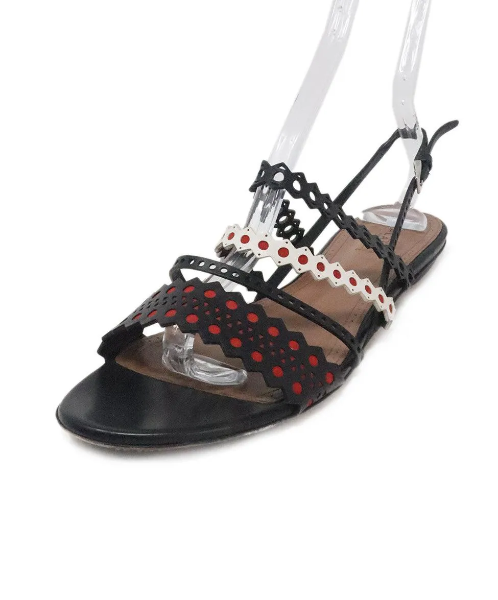 Alaia Black & Red Leather Sandals sz 9