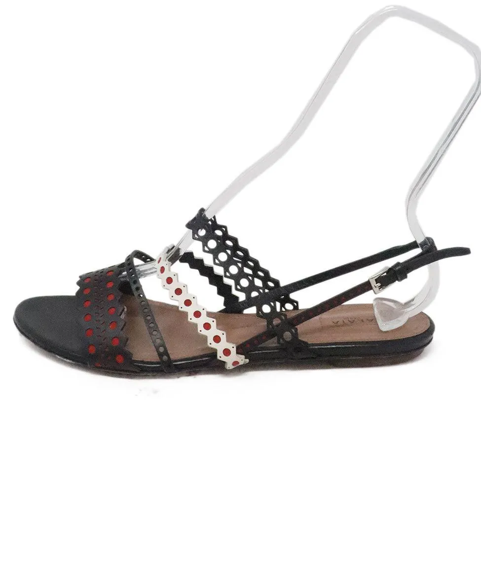 Alaia Black & Red Leather Sandals sz 9