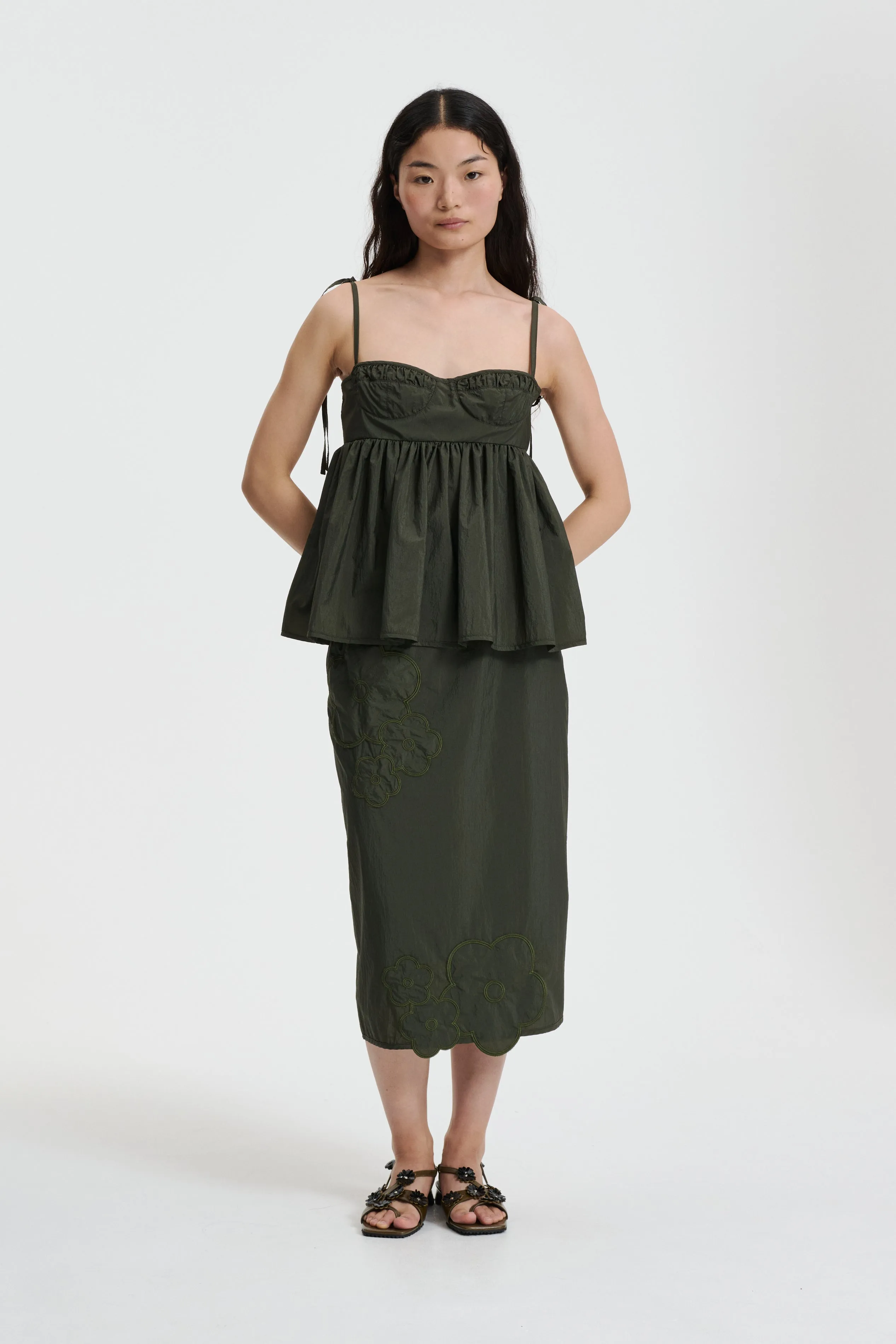 ALORA | TOP SHIKI LIGHT TAFFETA PINE GREEN