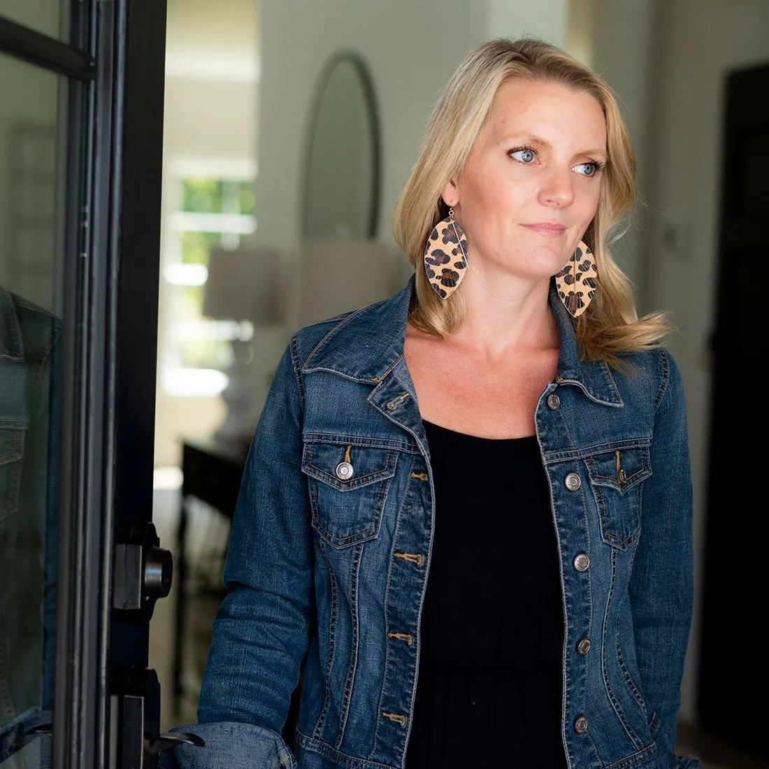 Animal Print Feather Necklace and Earrings