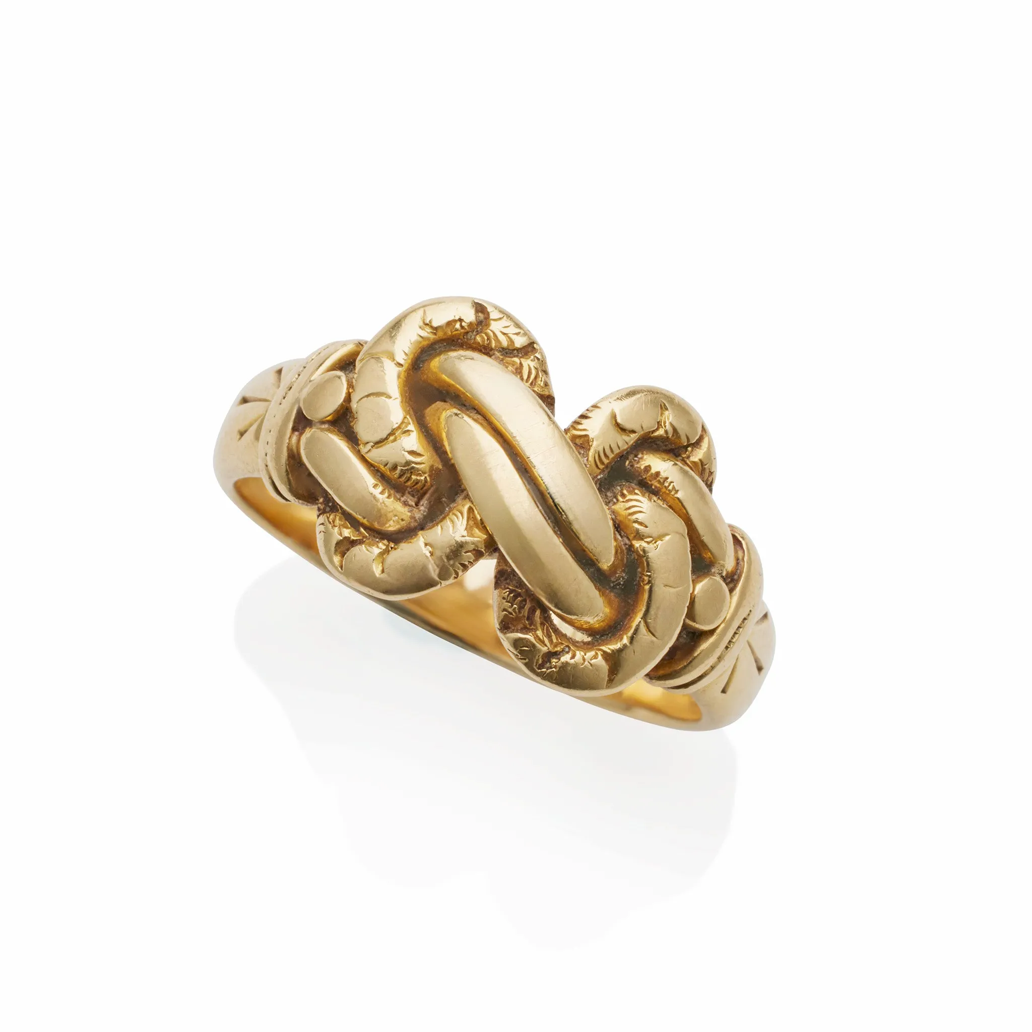 Antique English 18K Gold Braided "Keeper" Ring