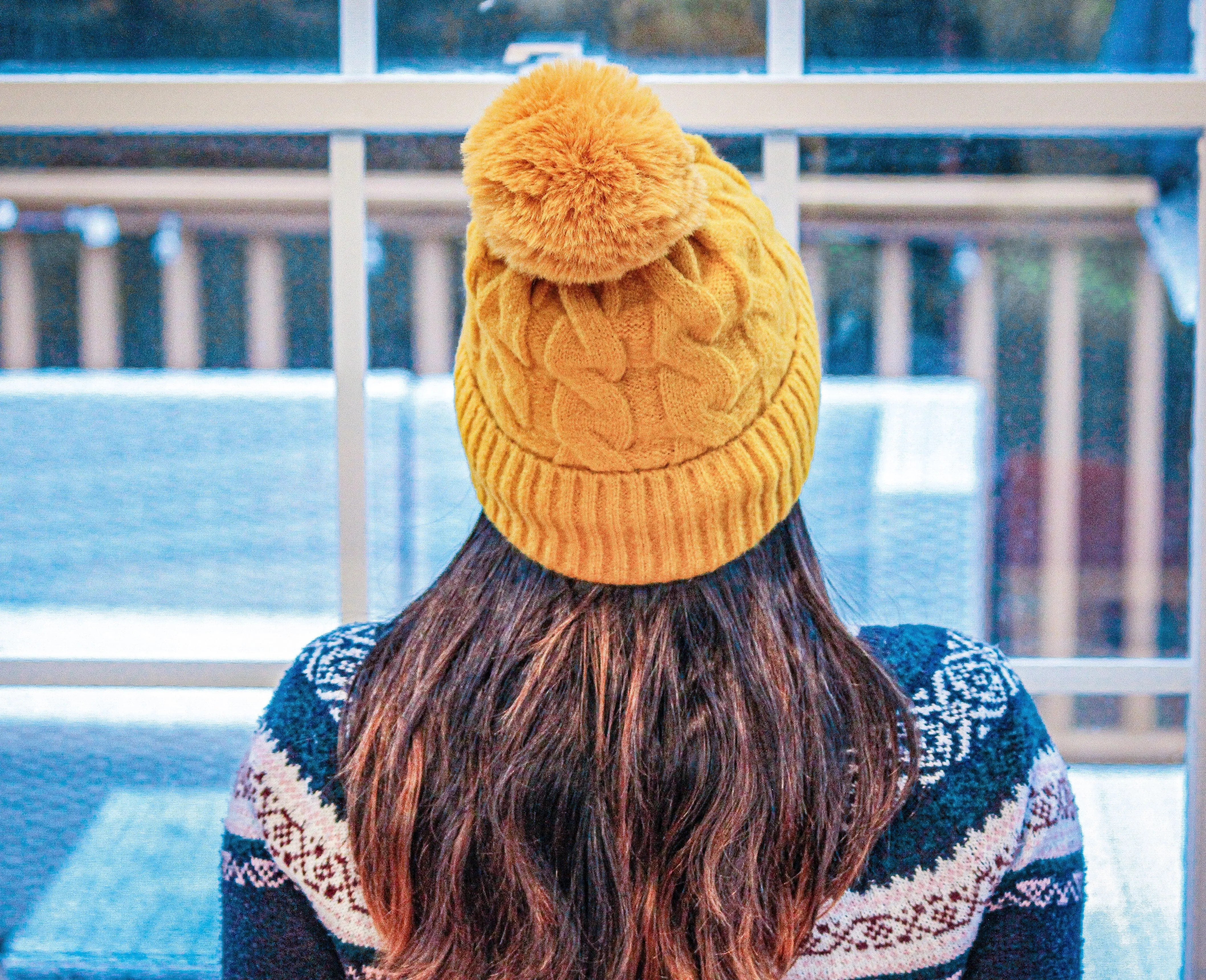 Furry Lined Hats With Pompom Beanie Women's Cable Design Hats