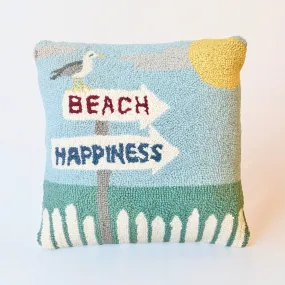 Happiness at the Beach Hooked Pillow