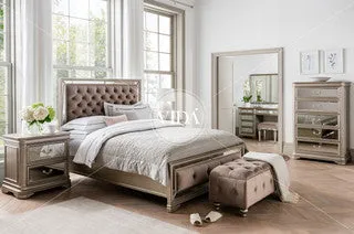 Jessica 5 ft bed in taupe velvet with tufted headboard  fabulous for Master Suite reduced price