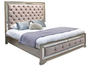 Jessica   king  5 ft Bed in Taupe Velvet.reduced