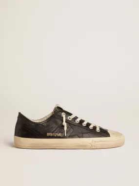 Men's V-Star in black nappa leather with a black leather star