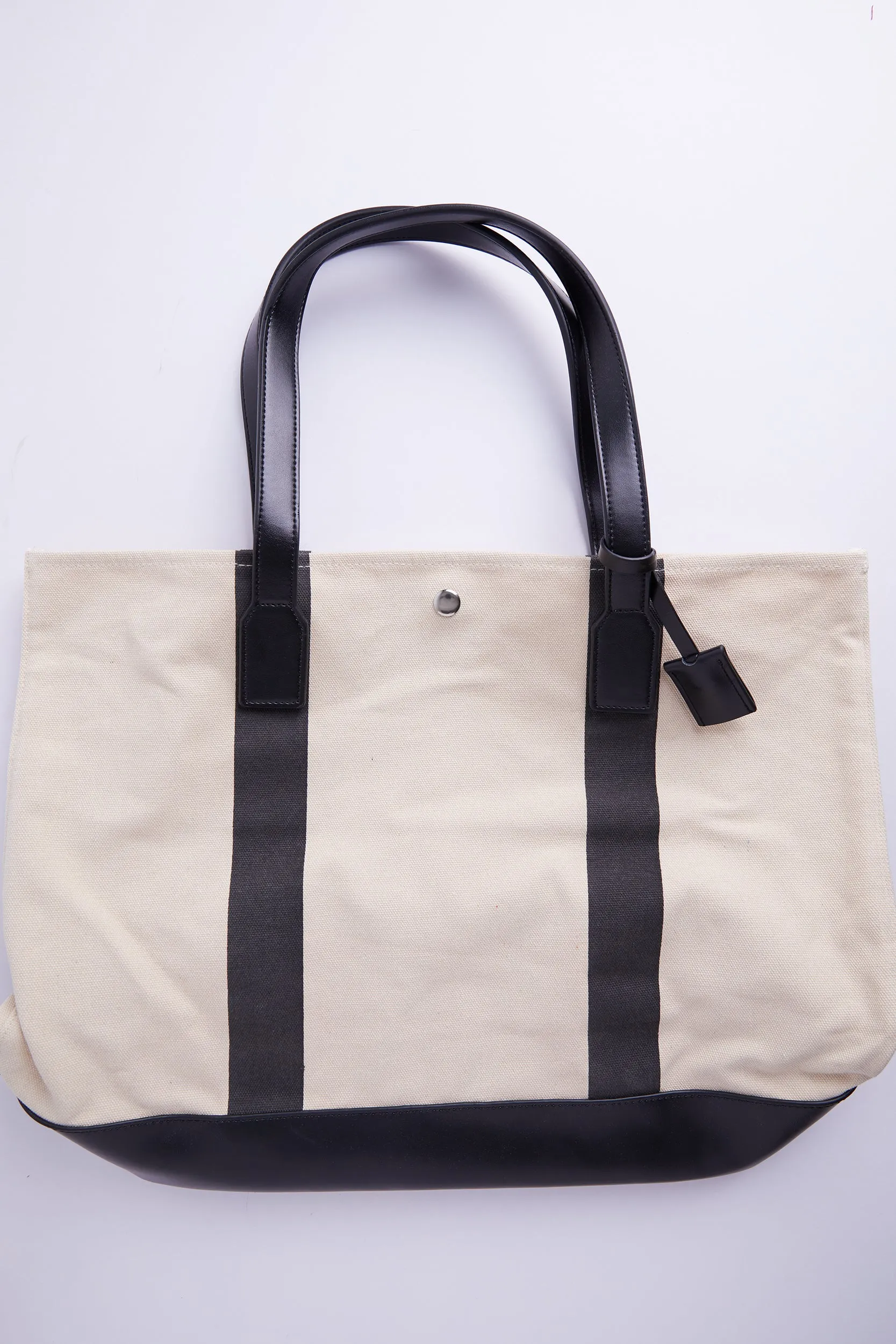 Personalised Striped Canvas Tote Bag - Black