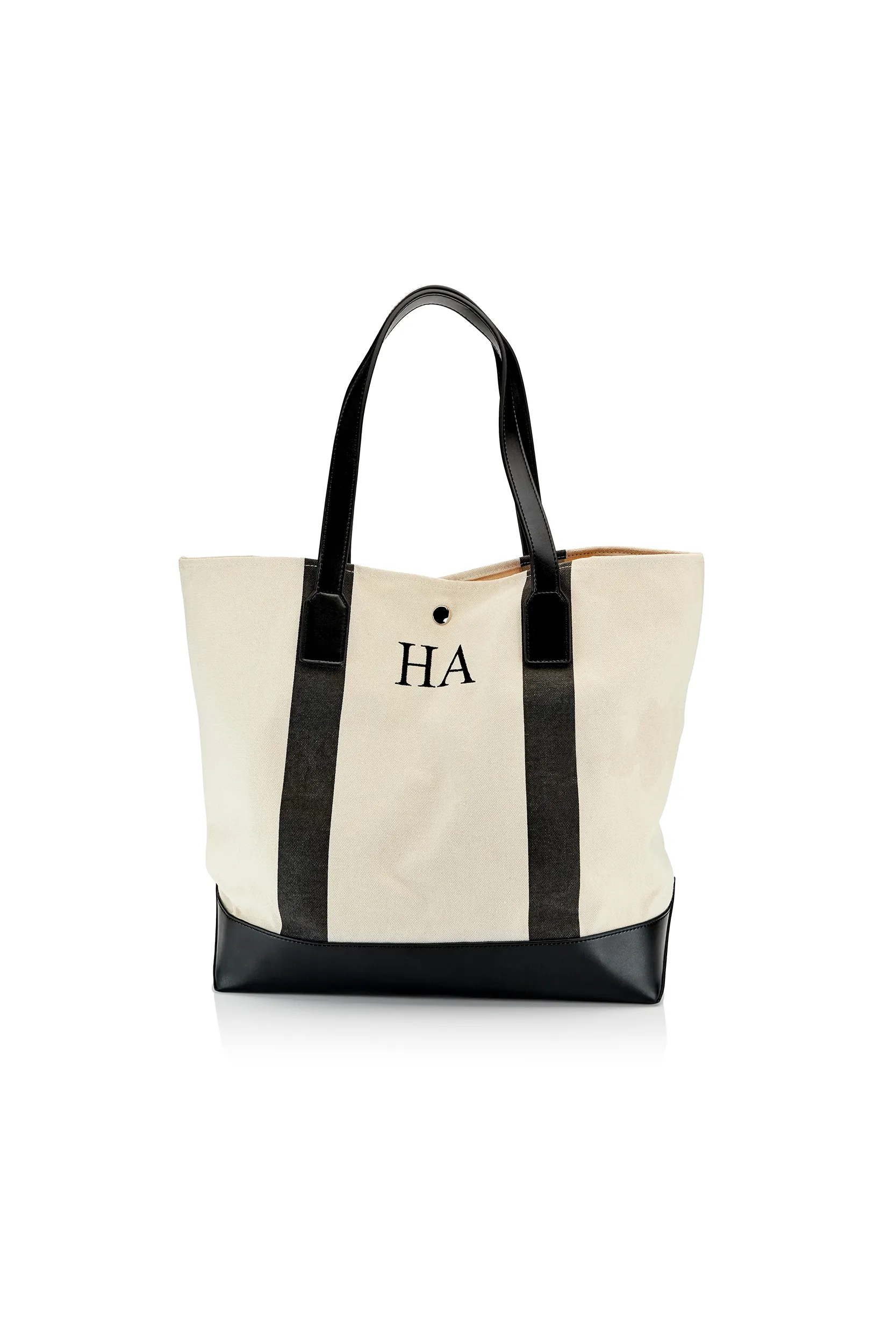 Personalised Striped Canvas Tote Bag - Black