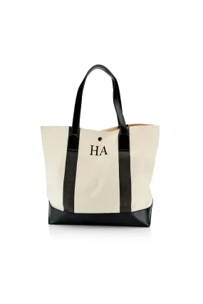 Personalised Striped Canvas Tote Bag - Black