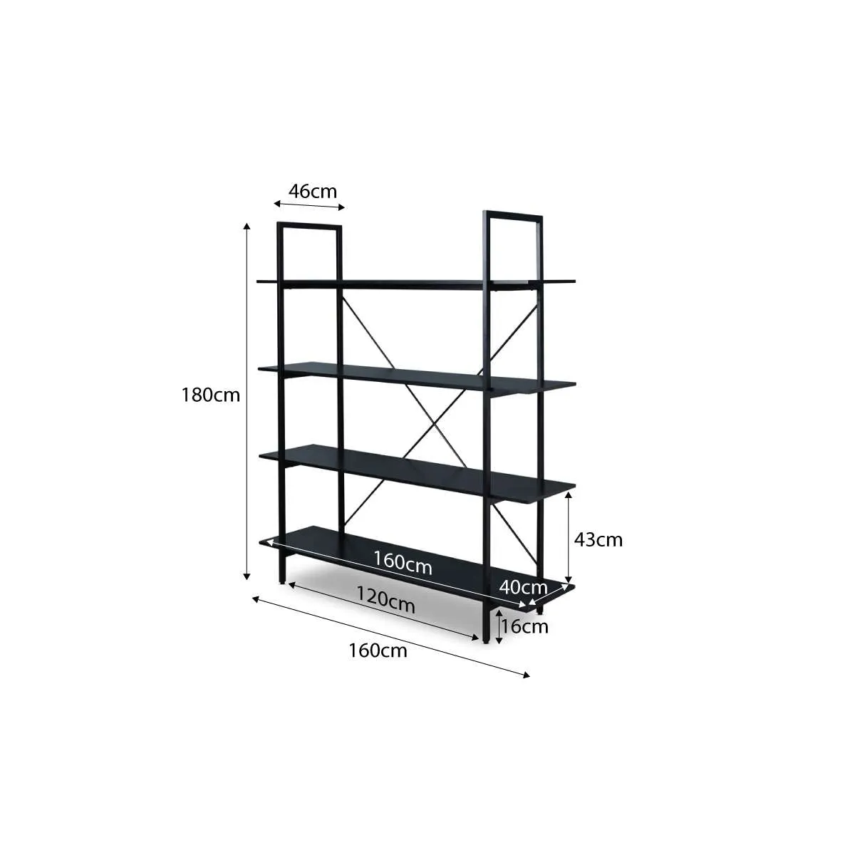 Porto Bookcase - All Black