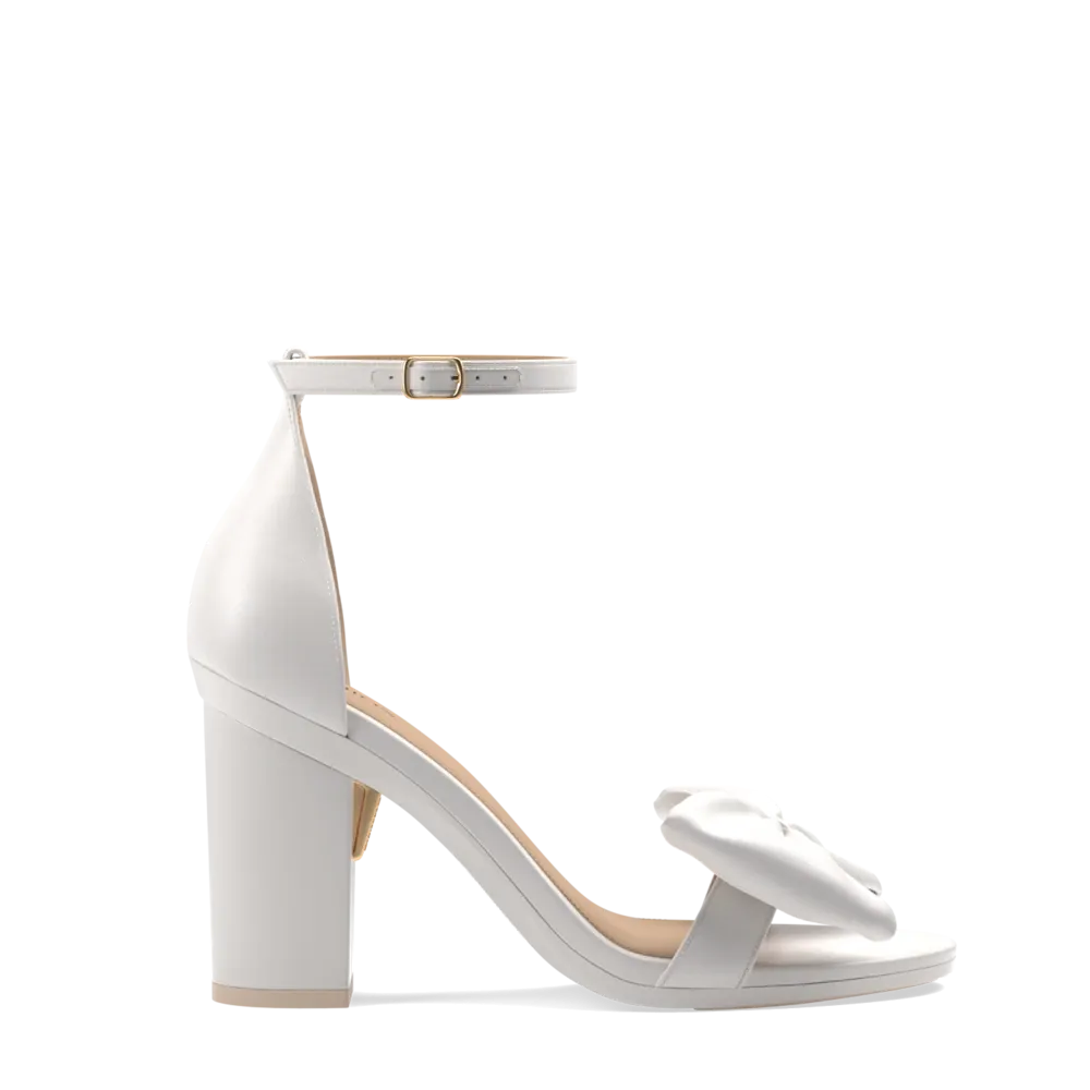 The Pashionista - White Satin Bow   Block Heel Kit 4 White